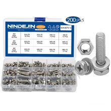 DIN933 Stainless Steel M4 M5 M6 Bolt Sems Screws Phillips Hex Head Three Combination Screw